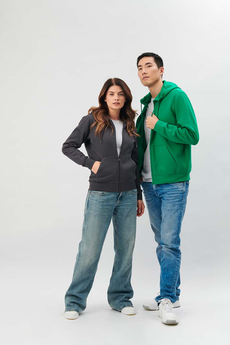 BS333-4 DDB333 - FELPA CON ZIP E CAPPUCCIO UNISEX - immagine 1